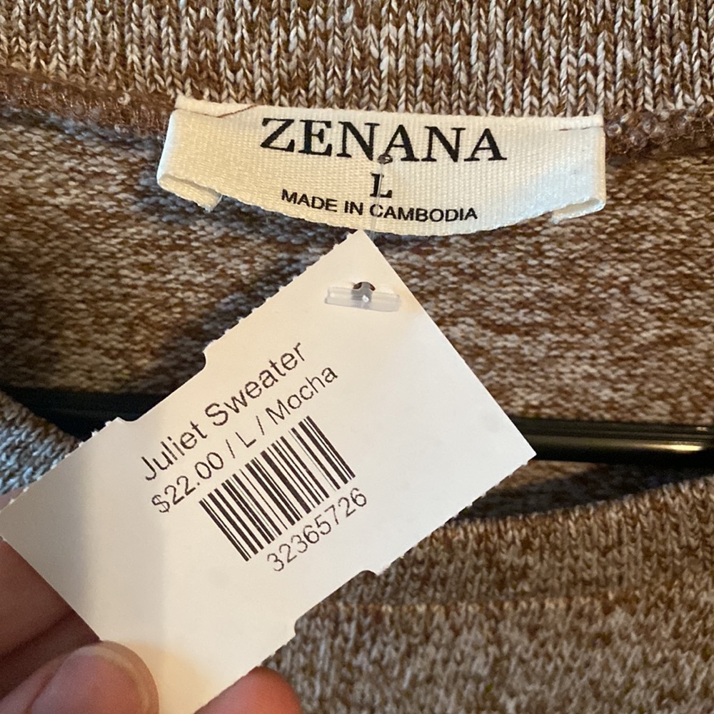 Zenana Over-size Crew Neck Sweatshirt - Size Large - Picture 4 of 4
